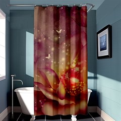 Wonderful Roses With Butterflies And Light Effects Shower Curtain 36  X 72  (stall)  by FantasyWorld7