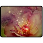 Wonderful Roses With Butterflies And Light Effects Double Sided Fleece Blanket (Large)  80 x60  Blanket Front