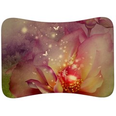 Wonderful Roses With Butterflies And Light Effects Velour Seat Head Rest Cushion