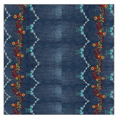 Blue Denim Pattern Native American Beads Pattern By Flipstylez Designs Large Satin Scarf (square) by flipstylezfashionsLLC