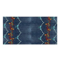 Blue Denim Pattern Native American Beads Pattern By Flipstylez Designs Satin Shawl by flipstylezfashionsLLC