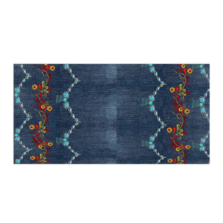 Blue denim pattern native american beads pattern by FlipStylez Designs Satin Wrap