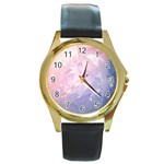 Wonderful Roses In Soft Colors Round Gold Metal Watch Front