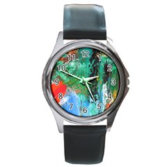 Garden  3 Round Metal Watch by WILLBIRDWELL