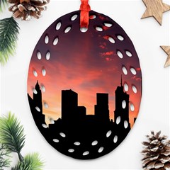 Skyline Panoramic City Architecture Ornament (Oval Filigree)