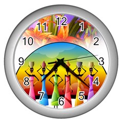 African American Women Wall Clock (silver)