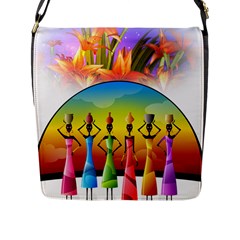 African American Women Flap Closure Messenger Bag (L)