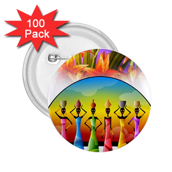 African American Women 2.25  Buttons (100 pack) 