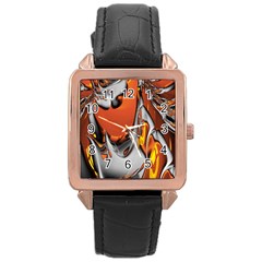 Special Fractal 24 Terra Rose Gold Leather Watch  by ImpressiveMoments