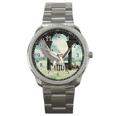 Cute Little Pegasus In The Sky, Cartoon Sport Metal Watch by FantasyWorld7