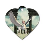 Cute Little Pegasus In The Sky, Cartoon Dog Tag Heart (Two Sides) Front