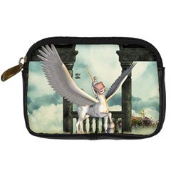 Cute Little Pegasus In The Sky, Cartoon Digital Camera Leather Case by FantasyWorld7