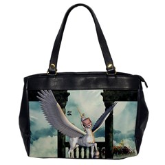 Cute Little Pegasus In The Sky, Cartoon Oversize Office Handbag by FantasyWorld7