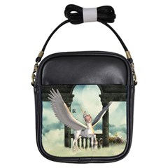 Cute Little Pegasus In The Sky, Cartoon Girls Sling Bag by FantasyWorld7