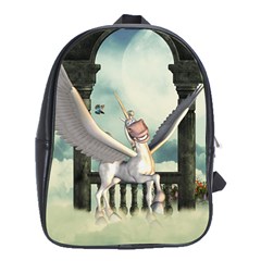 Cute Little Pegasus In The Sky, Cartoon School Bag (xl) by FantasyWorld7