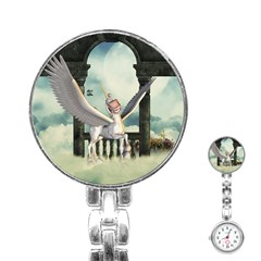 Cute Little Pegasus In The Sky, Cartoon Stainless Steel Nurses Watch by FantasyWorld7