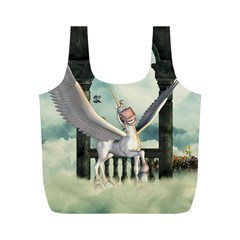 Cute Little Pegasus In The Sky, Cartoon Full Print Recycle Bag (m) by FantasyWorld7