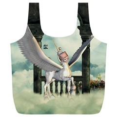 Cute Little Pegasus In The Sky, Cartoon Full Print Recycle Bag (xl) by FantasyWorld7