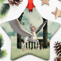 Cute Little Pegasus In The Sky, Cartoon Ornament (star) by FantasyWorld7