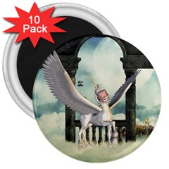 Cute Little Pegasus In The Sky, Cartoon 3  Magnets (10 Pack)  by FantasyWorld7