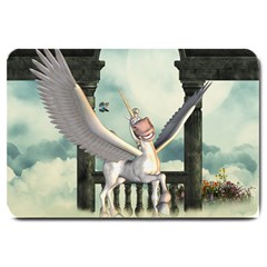 Cute Little Pegasus In The Sky, Cartoon Large Doormat  by FantasyWorld7