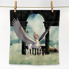 Cute Little Pegasus In The Sky, Cartoon Face Towel by FantasyWorld7