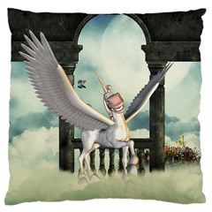 Cute Little Pegasus In The Sky, Cartoon Large Cushion Case (one Side) by FantasyWorld7