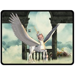 Cute Little Pegasus In The Sky, Cartoon Double Sided Fleece Blanket (large)  by FantasyWorld7