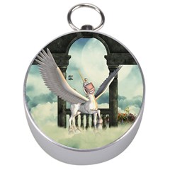 Cute Little Pegasus In The Sky, Cartoon Silver Compasses by FantasyWorld7