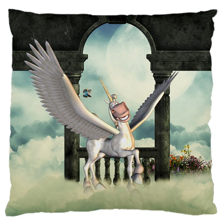 Cute Little Pegasus In The Sky, Cartoon Standard Flano Cushion Case (Two Sides)