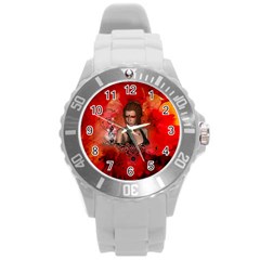 The Fairy Of Music Round Plastic Sport Watch (l) by FantasyWorld7