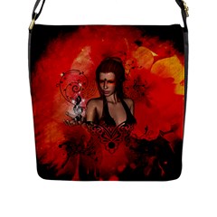 The Fairy Of Music Flap Closure Messenger Bag (l) by FantasyWorld7