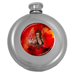 The Fairy Of Music Round Hip Flask (5 Oz) by FantasyWorld7