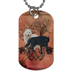 Awesome Black And White Wolf Dog Tag (one Side) by FantasyWorld7