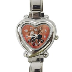 Awesome Black And White Wolf Heart Italian Charm Watch by FantasyWorld7