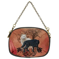 Awesome Black And White Wolf Chain Purse (two Sides) by FantasyWorld7