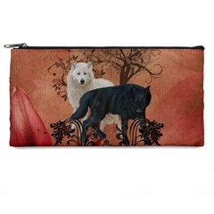 Awesome Black And White Wolf Pencil Cases by FantasyWorld7