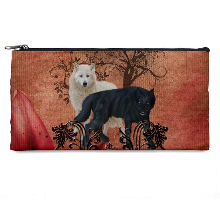 Awesome Black And White Wolf Pencil Cases