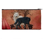 Awesome Black And White Wolf Pencil Cases Back