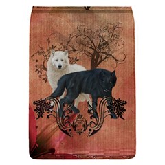 Awesome Black And White Wolf Removable Flap Cover (s) by FantasyWorld7