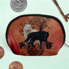 Awesome Black And White Wolf Accessory Pouch (medium) by FantasyWorld7