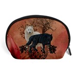 Awesome Black And White Wolf Accessory Pouch (Large) Front