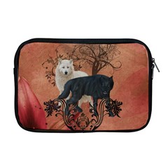 Awesome Black And White Wolf Apple Macbook Pro 17  Zipper Case by FantasyWorld7