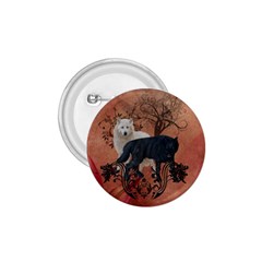 Awesome Black And White Wolf 1 75  Buttons by FantasyWorld7