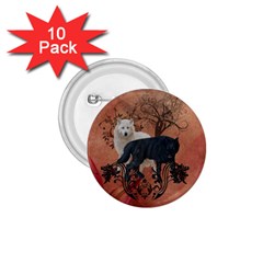 Awesome Black And White Wolf 1 75  Buttons (10 Pack) by FantasyWorld7