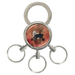 Awesome Black And White Wolf 3-ring Key Chains by FantasyWorld7