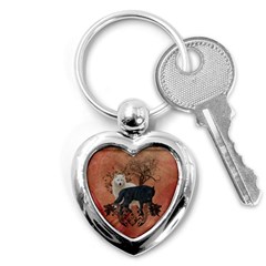 Awesome Black And White Wolf Key Chains (heart)  by FantasyWorld7