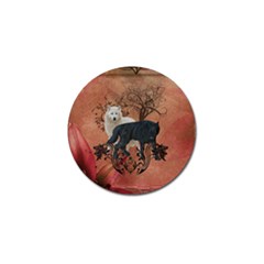 Awesome Black And White Wolf Golf Ball Marker (4 Pack) by FantasyWorld7