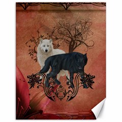 Awesome Black And White Wolf Canvas 18  X 24  by FantasyWorld7