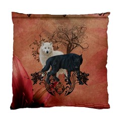 Awesome Black And White Wolf Standard Cushion Case (one Side) by FantasyWorld7